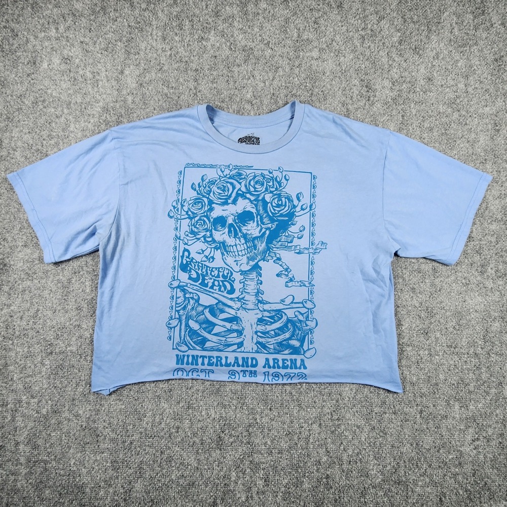 Grateful Dead Winterland Arena 1972 Bertha Cropped T-Shirt Blue Medium